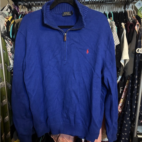 Polo by Ralph Lauren Blue Zip Up Sweater with Classic Design
